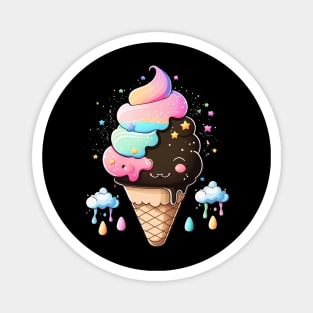 Ice Cream Cloud Stars Rainbow For Kawaii Ice Cream Lovers Magnet